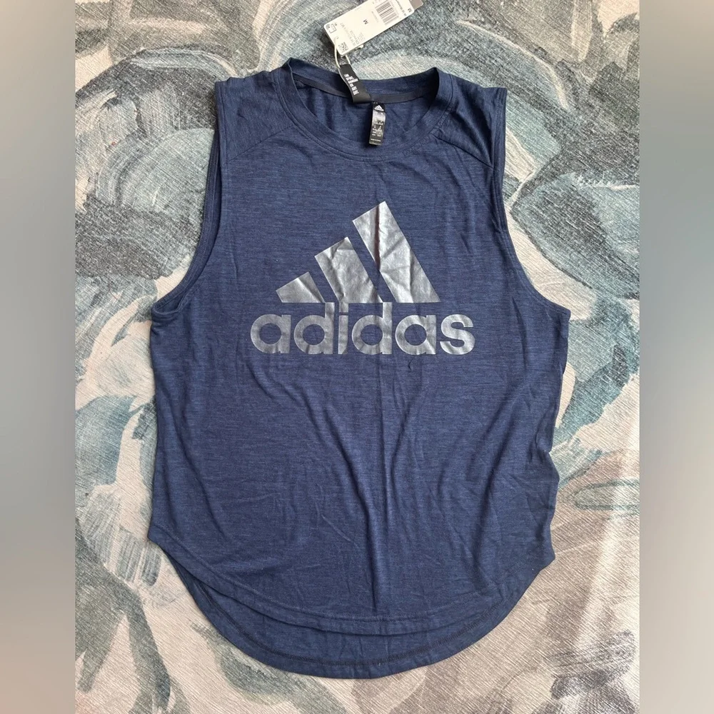 NEW WITH TAGS!!! Adidas Women’s Blue Sleeveless Shirt. Size medium - Picture 1 of 10